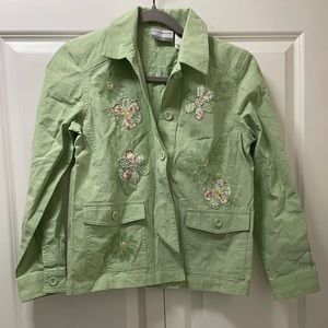 Alfred Dunner 6 Petite Embellished Embroidered Cotton Blend Jacket Coat EUC